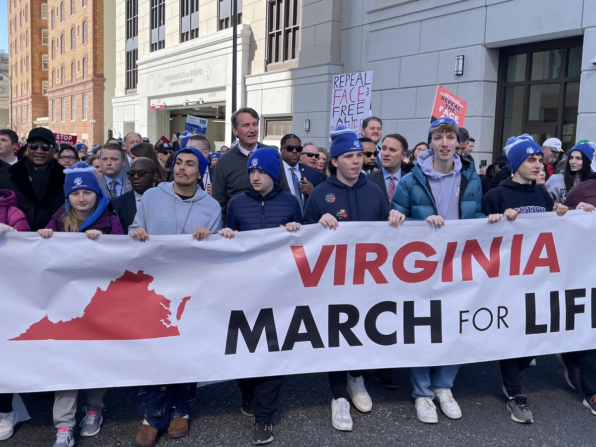 Gov. Glenn Youngkin this morning with a few thousand anti-abortion demonstrators in the March for Life in downtown Richmond