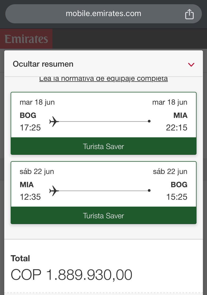 oscarpel's tweet photo. Ya salieron a la venta los tiquetes de Emirates de Bogotá a Miami y Dubai.

Haciendo la comparación con Avianca en las mismas fechas: https://t.co/wTSUYaQqeM
