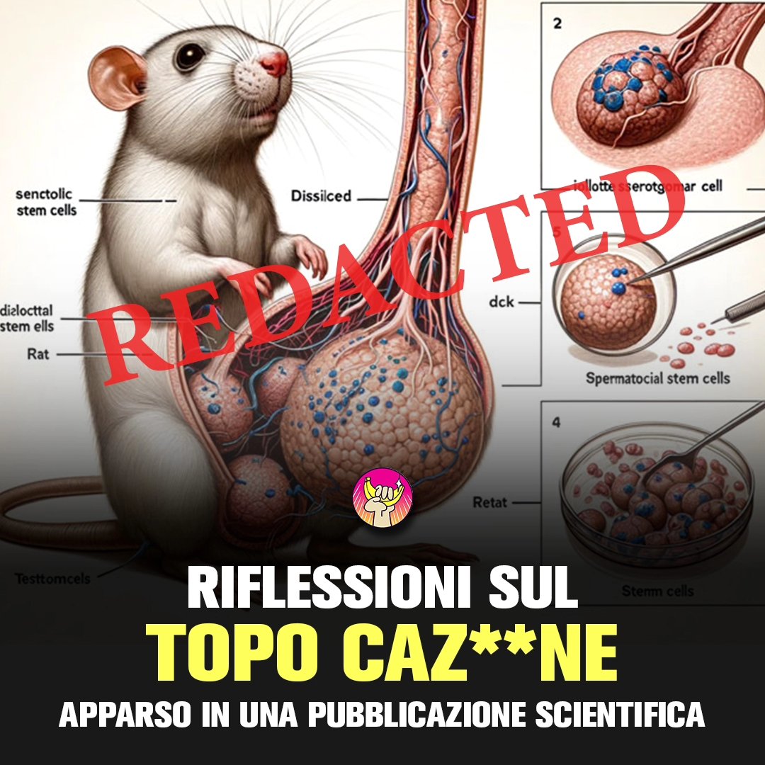 Bananadinewton's tweet photo. Un topo generato con l'intelligenza artificiale è stato usato come immagine di supporto per un articolo scientifico sulle cellule staminali. C'è un problema: il topo ha un ca**o gigante. Noi siamo a favore della IA, ma almeno usiamola bene!
Voi cosa ne pensate?
#labananadinewton https://t.co/Zj23WblLiP