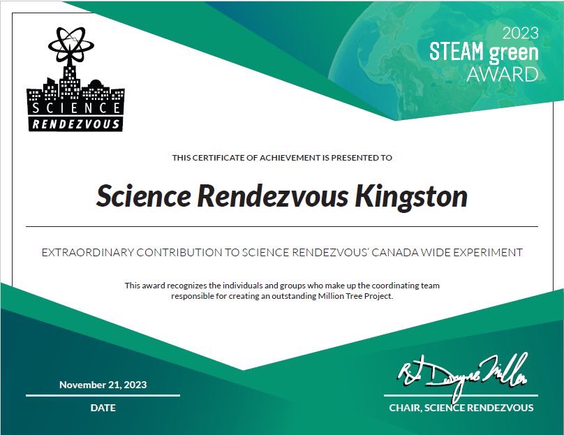 We want to congratulate the winners of the 2023 STEAM Green Award: @STEMygk 🎉 Science Rendezvous Kingston's commitment to accessibility and inclusivity is making a lasting impact. Read the full story at sciencerendezvous.ca/hall_of_fame/s…