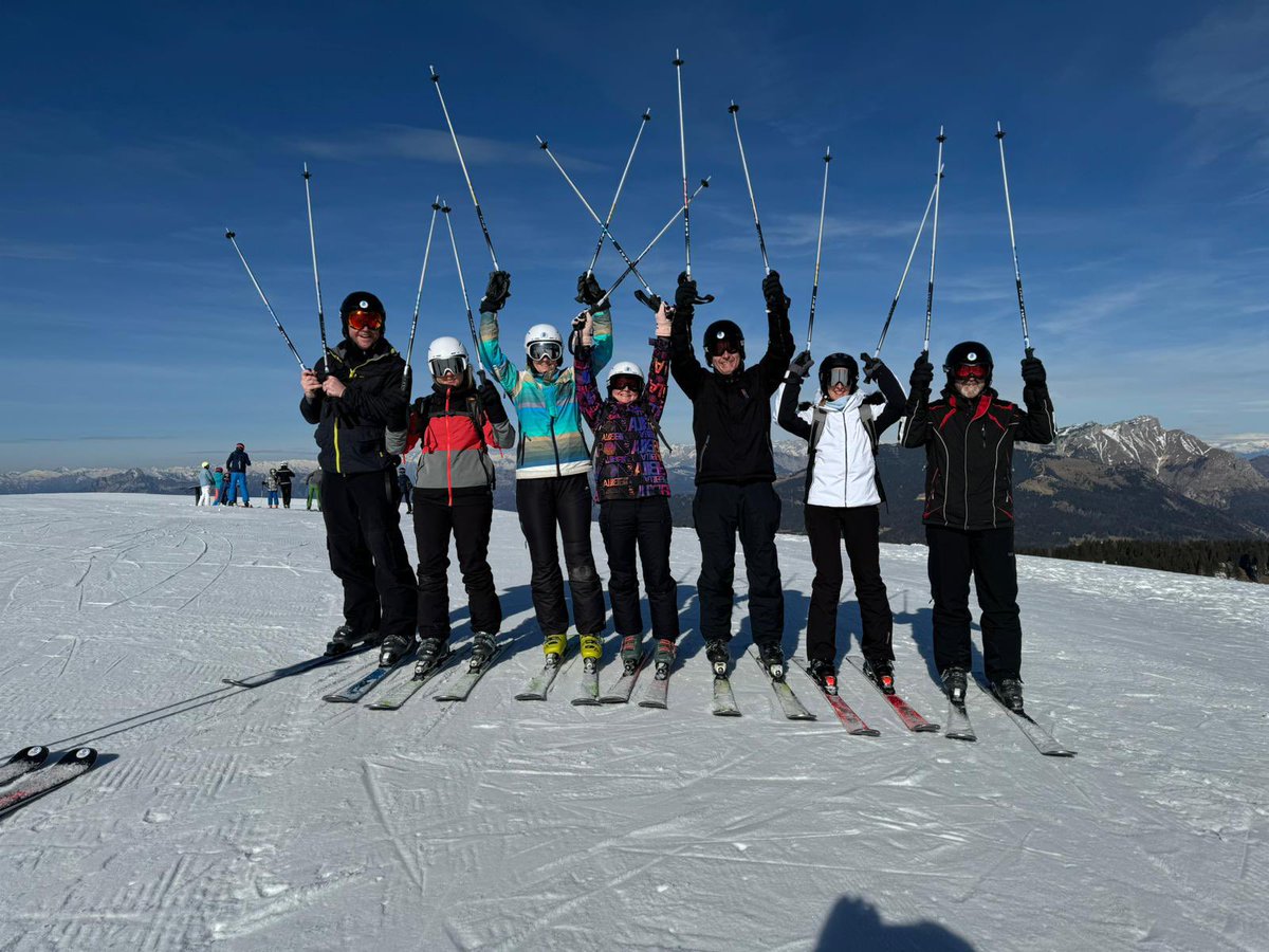 BLSSki's tweet photo. Day 3 skiing and everyone having a great time. We’ve got the goggle tan lines coming along nicely! 
Tomorrow the slalom races! https://t.co/uQyseeBqiC