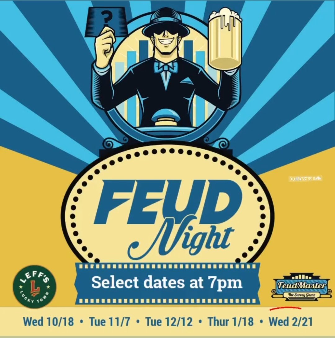LeffsLuckyTown's tweet photo. Trivia is back tonight at 7pm! It's a beautiful day to get out of the house and hang out with us. Get your team together and stop on down! https://t.co/QT8rQx3YKE
