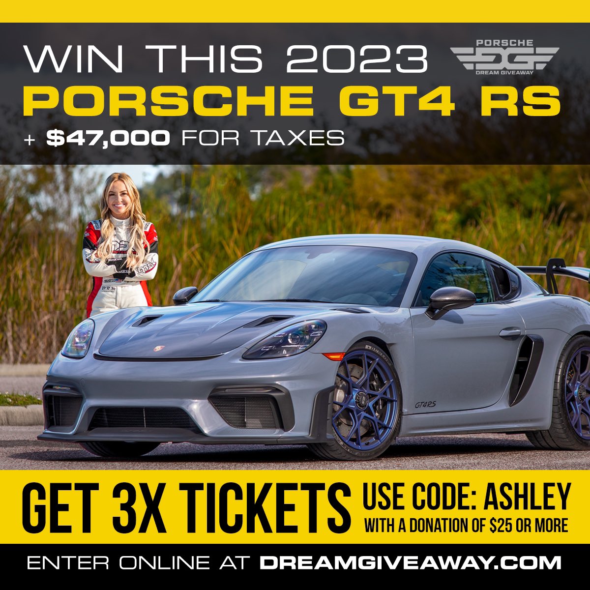 Ashley Freiberg (@ashleyfreiberg) on Twitter photo 🥳 Excited to announce my partnership with <a href="/DreamGiveaway/">dreamgiveaway</a> for the 2024 season! 🥳
You can support my race season AND win this Porsche GT4 RS plus $ for taxes for $25 or more!
Enter at dreamgiveaway.com and use the code: ASHLEY for 3x’s the tickets! 🚗💨 🥳 Excited to announce my partnership with <a href="/DreamGiveaway/">dreamgiveaway</a> for the 2024 season! 🥳
You can support my race season AND win this Porsche GT4 RS plus $ for taxes for $25 or more!
Enter at dreamgiveaway.com and use the code: ASHLEY for 3x’s the tickets! 🚗💨