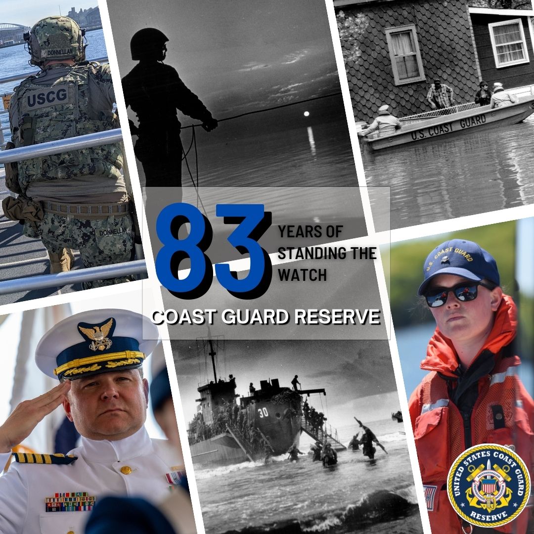 USCGPACAREA's tweet photo. Happy 83rd birthday to the @USCGReserve !
Thank you standing the watch, guarding our shores, and aiding in disaster relief. You are a beacon of resilience and service as the U.S. Coast Guard's surge and contingency force.
#USCGR
#Reservists https://t.co/yBeQauemmt
