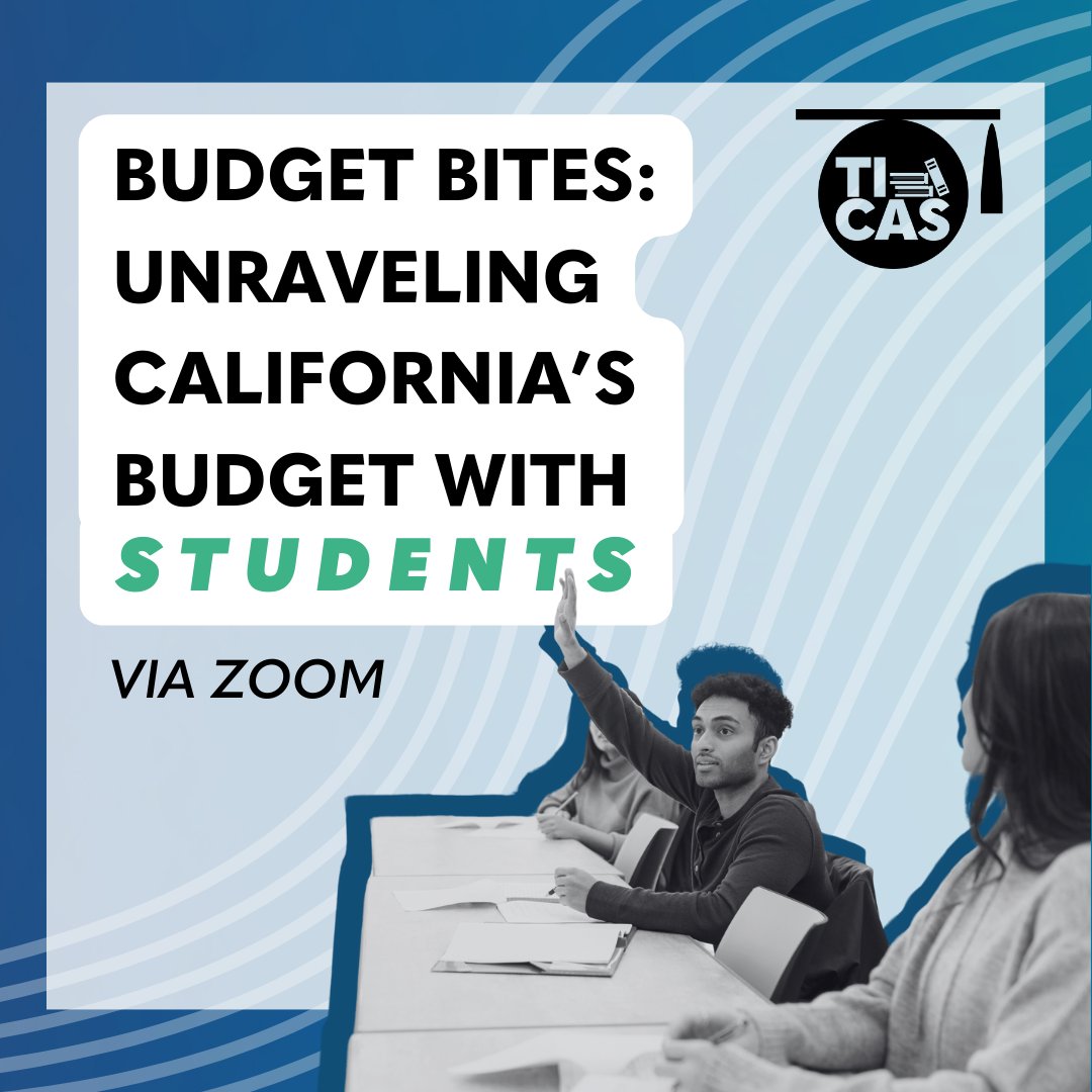 🚨📢Join TICAS, @CalMatters, @csustudents, @_UCSA & @SSCCC_OFFICIAL on Tuesday, February 27th at 5:30pm PT for a deep dive into how Gov. @GavinNewsom January budget proposal will affect the state’s college students. Click here to register bit.ly/48iOwhm