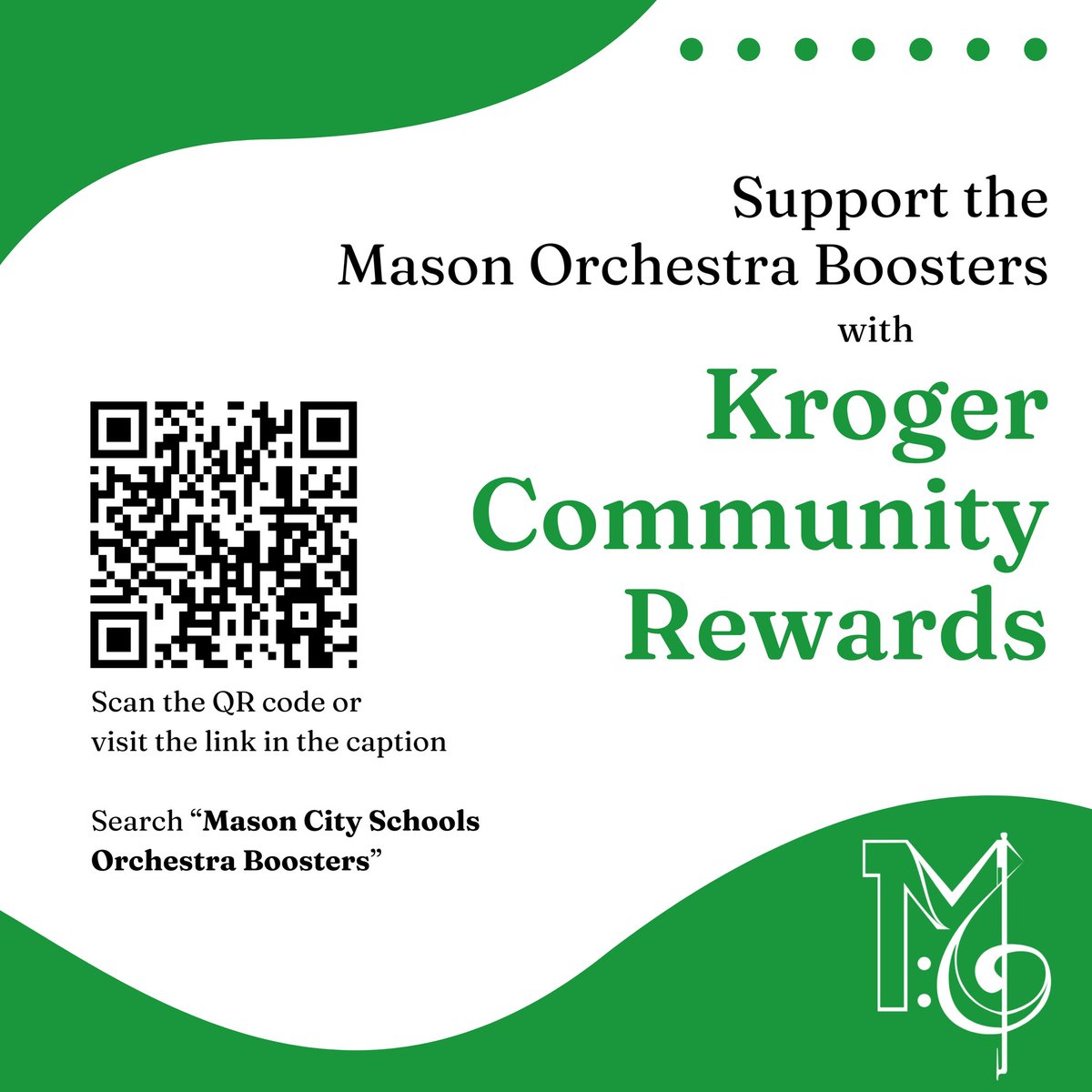 The Mason Orchestra Boosters need your support! Link your Kroger Plus Membership to the Mason Orchestra Boosters and Kroger will donate a portion of your grocery sales. It's completely free to you &amp; every time you shop, you'll be making a donation!
kroger.com/account/commun…