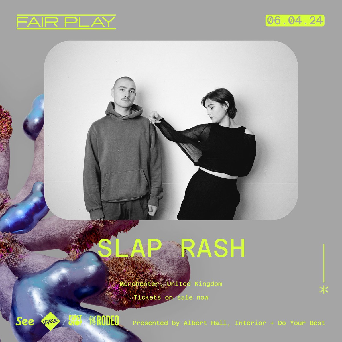 We’re delighted that @SLAP_RASH’s next hometown show will be as part of the FAIR PLAY line-up on the 6th of April! Their debut EP, Catherine Special, was released to the world in October last year on @firetalkrecs imprint Open Tab Listen + tickets: linktr.ee/fairplayfest