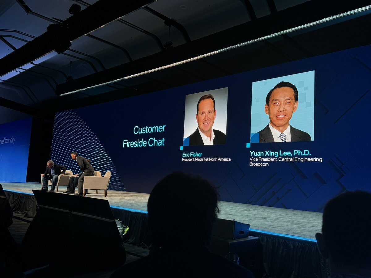 bobodtech's tweet photo. Keeping the partner train running, @Intel now has @MediaTek and @Broadcom onstage--both of whom are existing customers of the Intel Foundry business. #IFSDirectConnect https://t.co/O7O8laCYwS