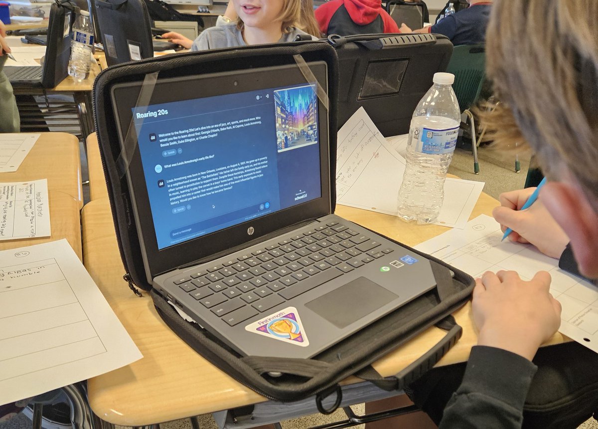 GilmoreGifted's tweet photo. 7th graders delved into history by questioning a historical Chatbot to uncover influential figures of the roaring 20s. Their findings were transformed into trading cards, blending technology with hands-on learning! 📚💡 https://t.co/jtR7f1HDJg
