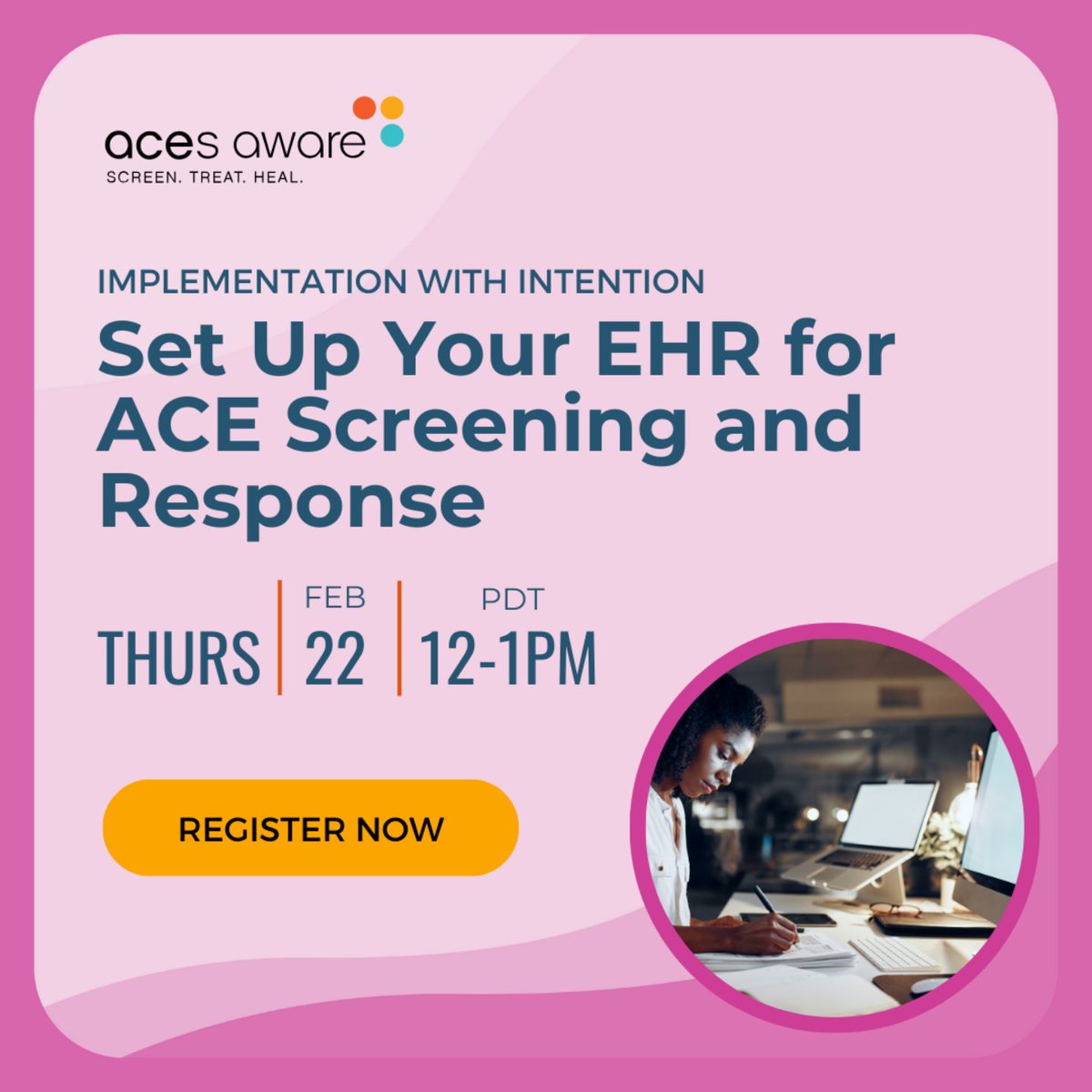 Join us tomorrow, February 22, for the next webinar in our Implementation with Intention series to learn how to Set Up Your Electronic Health Record (EHR) for ACE Screening and Response. Register now: bit.ly/3u3tDc0