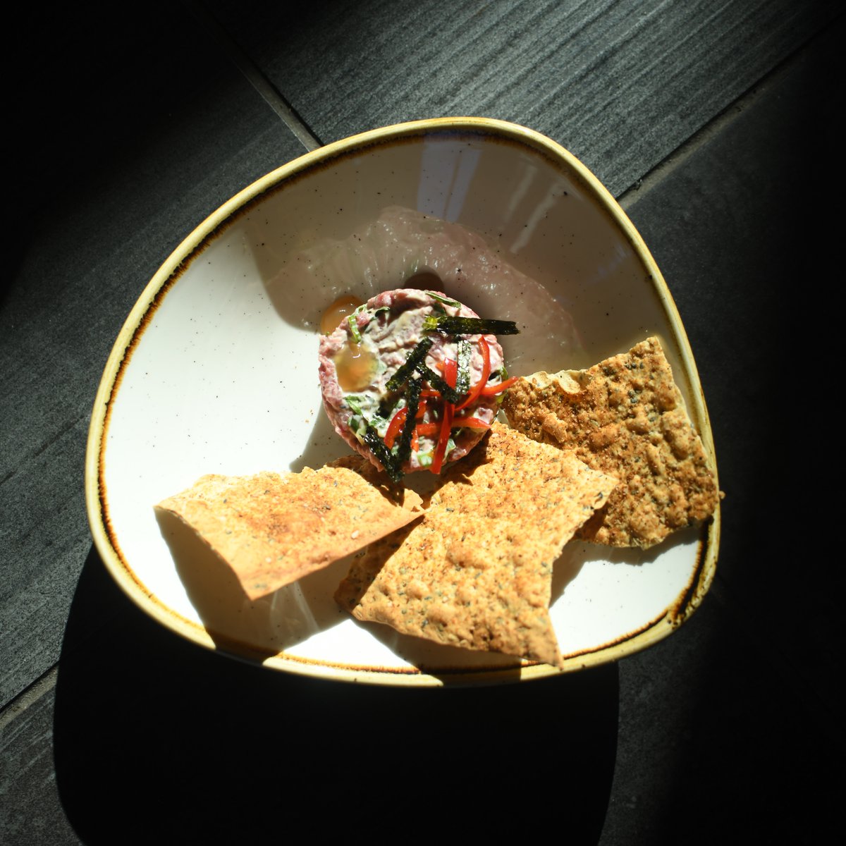 basandetroit's tweet photo. All the flavors of Pho in a tasty tartare.  Pho spiced teres major with pho broth, fresh fresnos and sesame lavash. https://t.co/b7IvAXnZiT