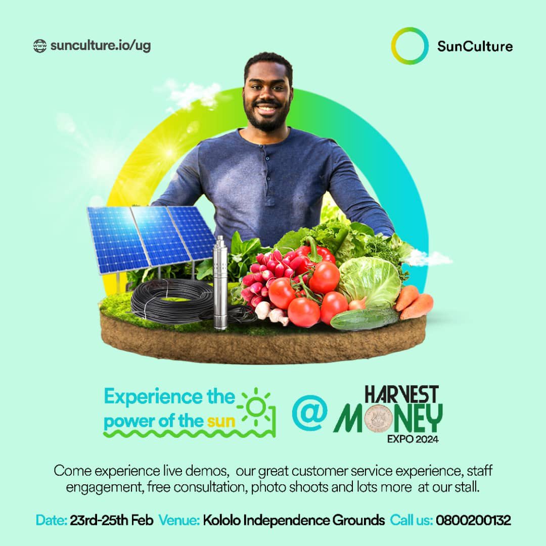 With <a href="/Suncultureug/">SunCulture Uganda</a>, they always strive to solve challenges with life-changing technologies in order to create an environment that’s rewarding and sustainable 

Come experience this and mine from 23rd-25th Feb at Kololo grounds 
#SunCultureUg
#HarvestMoneyExpo