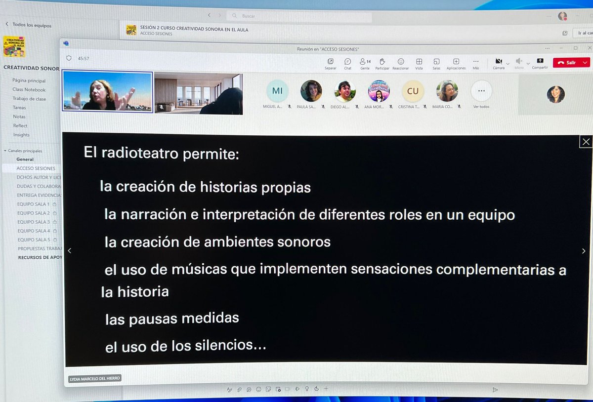 cfiemiranda's tweet photo. 👩🏻‍💻 En la segunda sesión del curso 'Creatividad sonora en el aula' con @Lydia_marcelo: 

🎙️ Radioteatro y cuentos para trabajar la creatividad 

#tiCyL
#formaciónCyL https://t.co/0gE4C4coAQ