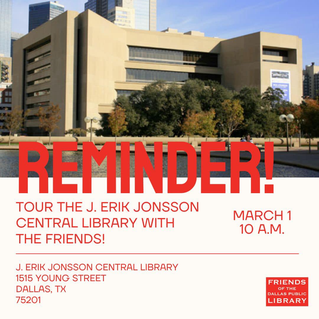 There’s still time to register to tour the J. Erik Jonsson Central Library on Friday, March 1, at 10 a.m. 📷 Secure your spot now – click the link to sign up and uncover the wonders within our library walls! dallaslibrary.librarymarket.com/.../central...