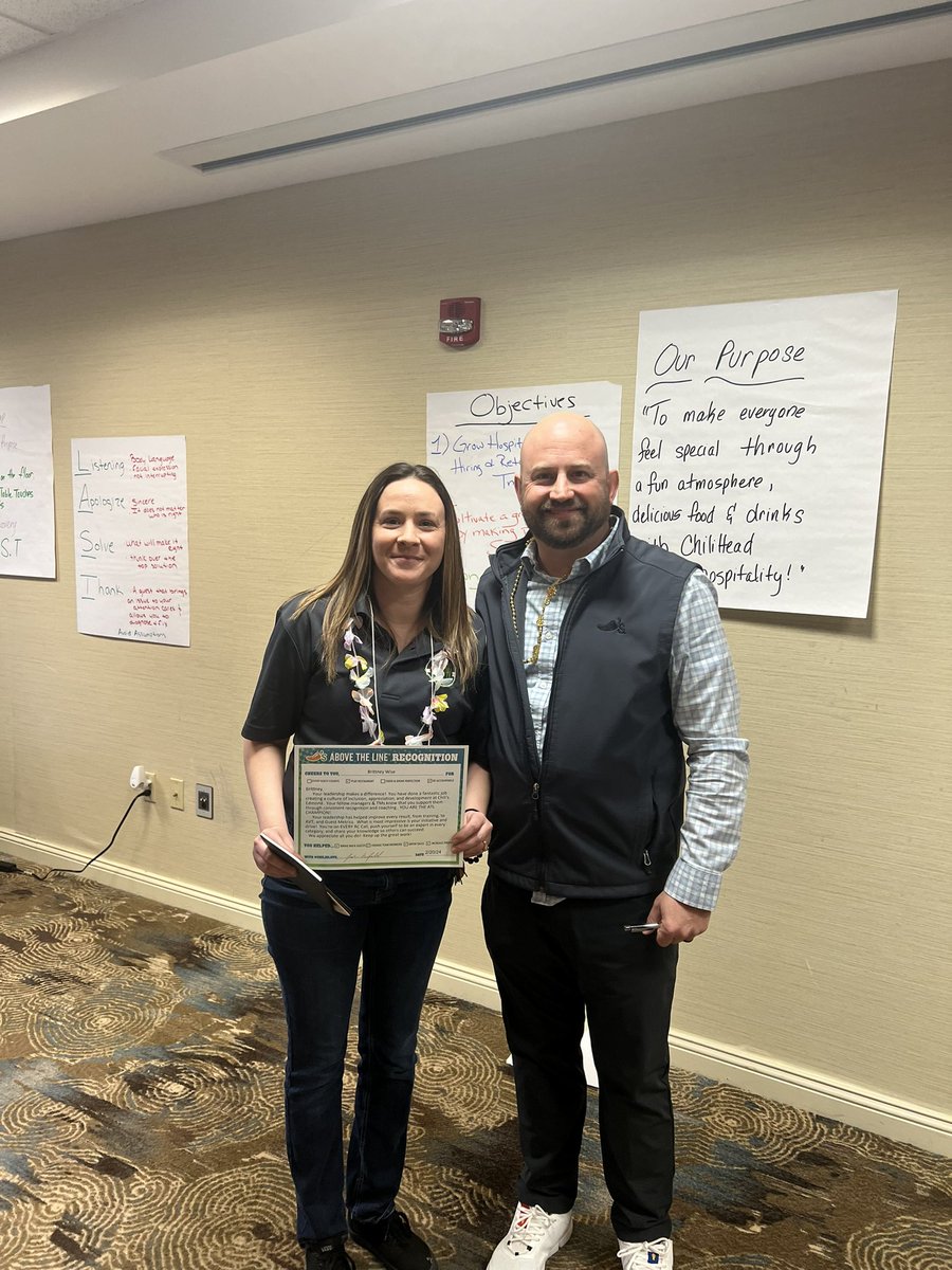 HUGE shoutout to my amazing better half @BrittWise87 for her well deserved ATL from @neufeldjosh1 at the Town Hall yesterday!! Thanks @paulgordon1165 for the picture and thanks to @KentTaylor10 and @MyraTalley1229 for always supporting Brittney!! #ChilisLove