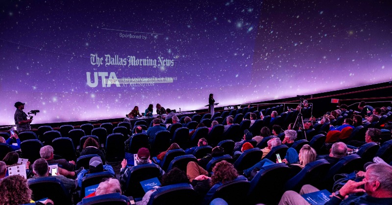 UTArlington's tweet photo. The stars aligned at the UTA Planetarium Monday for a panel discussion on the upcoming total solar eclipse. In partnership with The Dallas Morning News, “Exploring the Eclipse” brought together UTA faculty to discuss the history, science and health effects of solar eclipses.