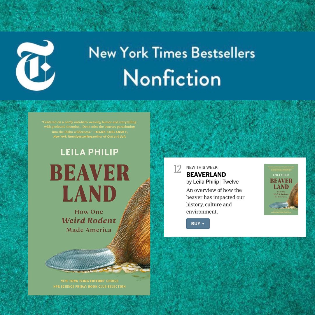 ICYMI: Beaverland on the @nytimesbooks bestseller list! Thank you to all the readers, supporters, environmental organizations, reviewers, friends and family who helped make this possible 🦫🍃🏞️