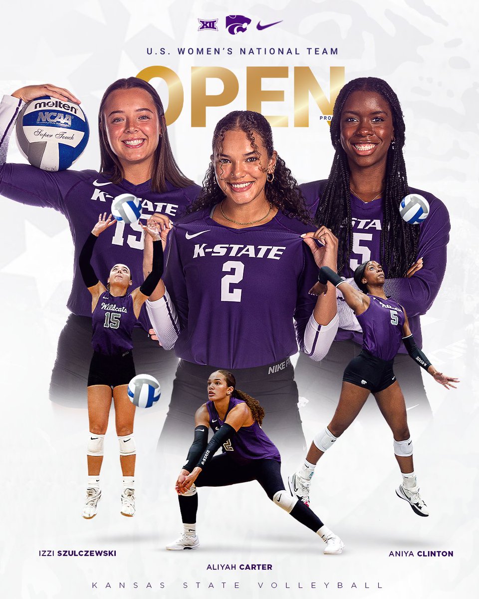 Congratulations to this crew on their invites to the
<a href="/usavolleyball/">USA Volleyball</a> WNT Open Program! 🇺🇸

🏐 <a href="/izziski/">Izzi Szulczewski</a>
🏐 <a href="/aliyah_carter22/">Aliyah Carter</a>
🏐 <a href="/clintonaniya2/">aniya clinton</a>

#KStateVB x #WNTOP