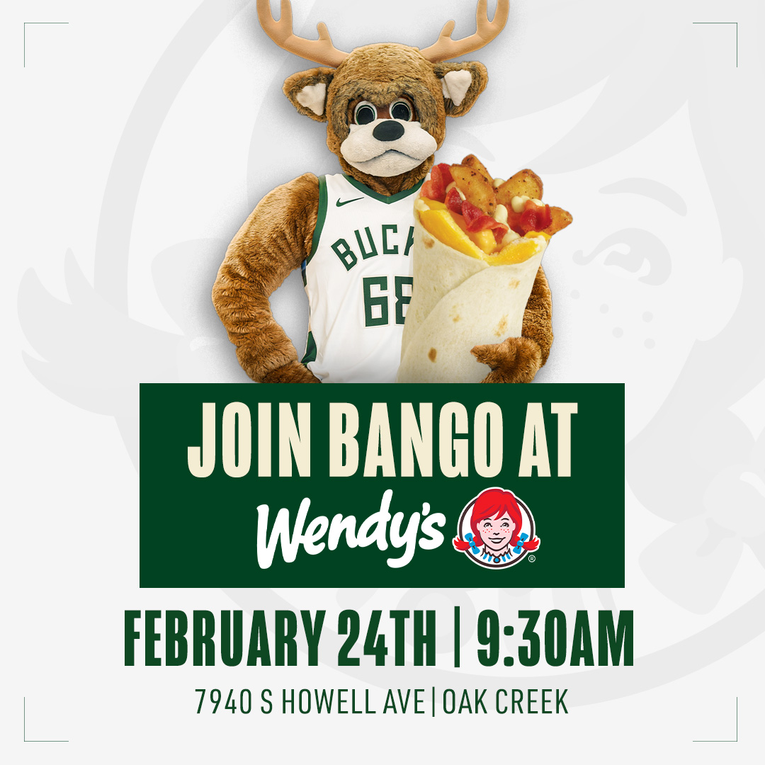 Stop by @Wendys tomorrow to meet me and sample the NEW Breakfast Burrito. Head inside at 9:30am for the chance to win tickets to the March 4th @Bucks game- no purchase necessary. See you there!