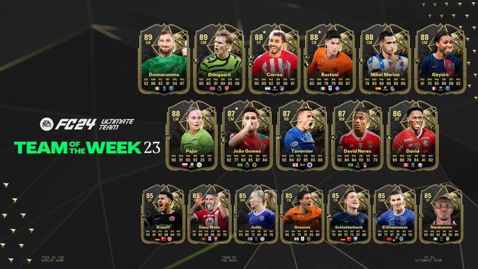 Tradeos_Chike's tweet image. #TOTW23 
 
Correa, Bastoni y Joao Gomes, los jugadores que reciben 2 PS+