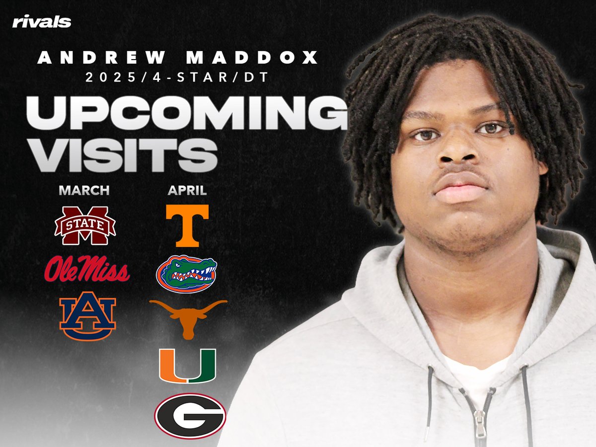 Busy bunch of visits for the four-star DT from Hattiesburg (Miss.) Oak Grove @Rivals