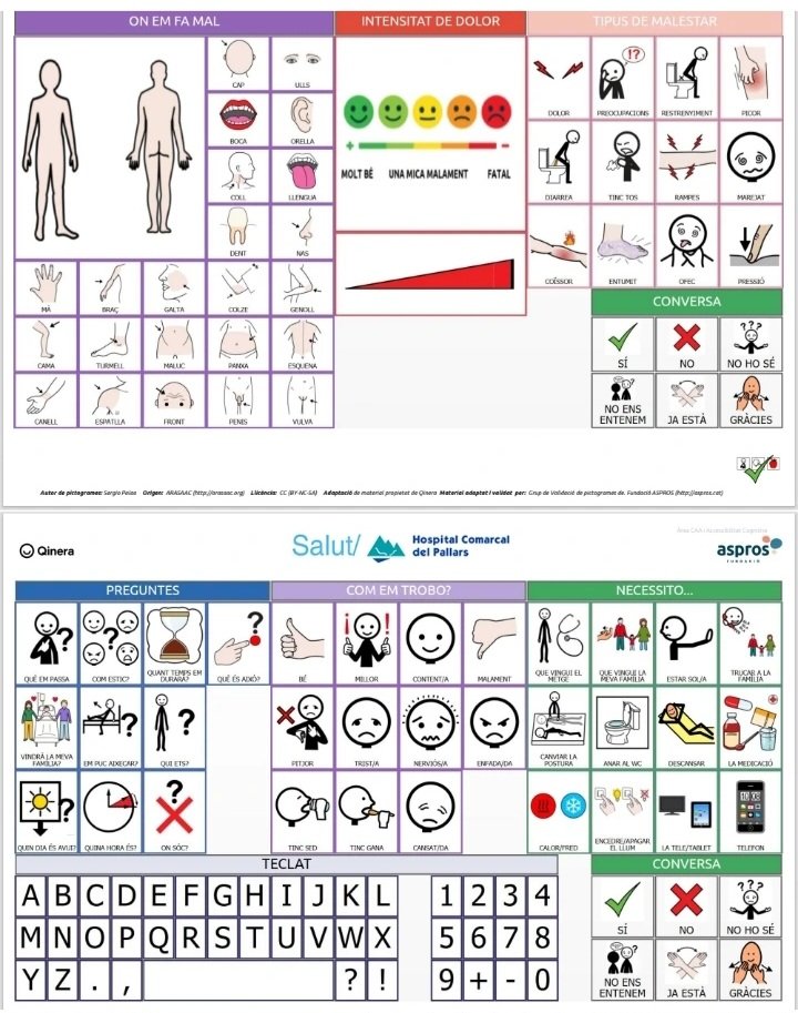 ‼️Per a poder millorar l'atenció i comunicació a totes aquelles persones amb discapacitat o diversitat funcional
➡️En tots els taulells d'atenció al ciutadà i Serveis Assistencials hi trobareu els Plafons de suport en entorns hospitalaris validats per #aspro