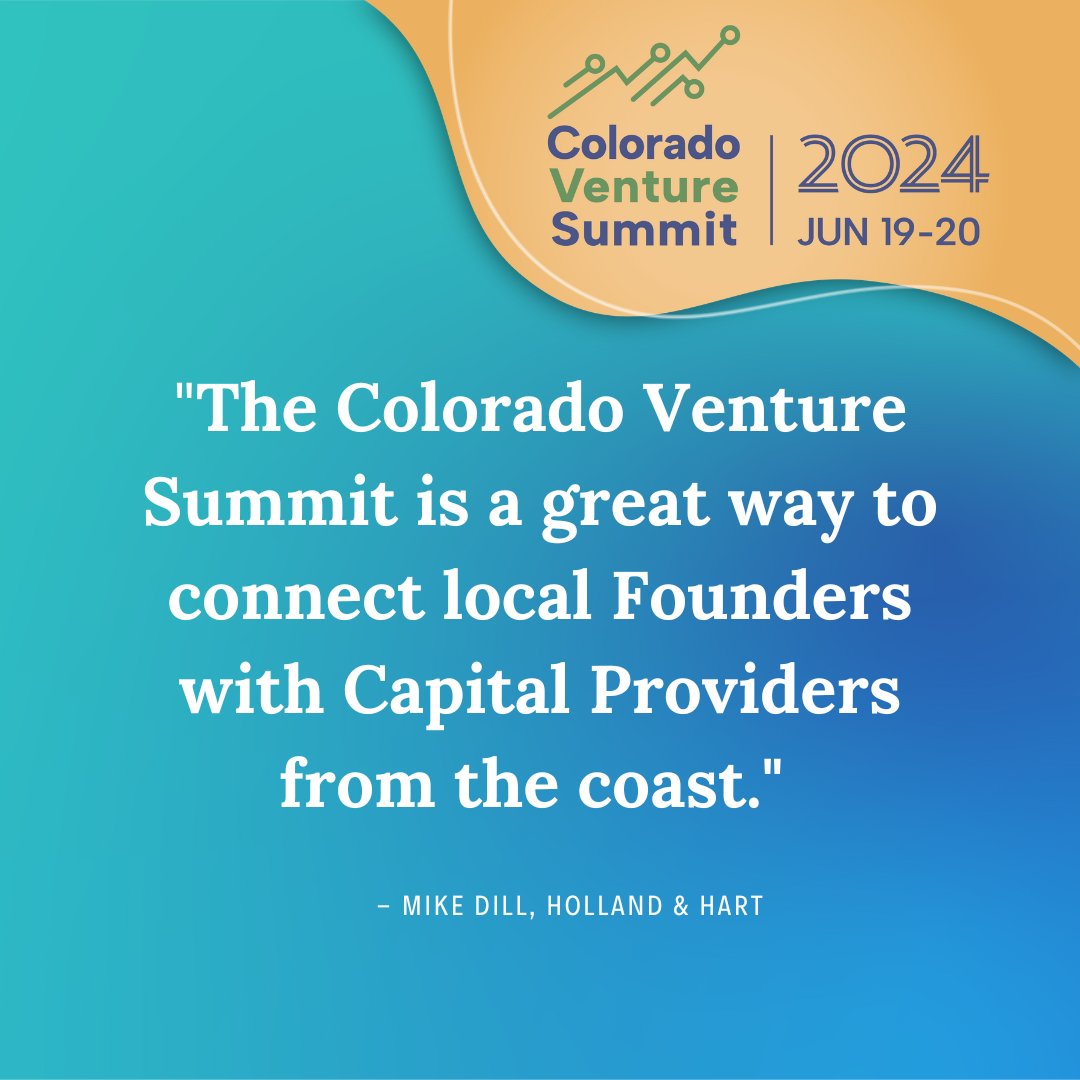 COVentureSummit's tweet photo. "The Colorado Venture Summit is a great way to connect local Founders with Capital Providers from the coast." - Mike Dill of Holland &amp; Hart

#ColoradoVentureSummit #TechLeaders #NetworkingExcellence #CEO #Founder #VC #VentureCapital #COVentureSummit24 #Holland&amp;Hart https://t.co/iYjLcwqKDa