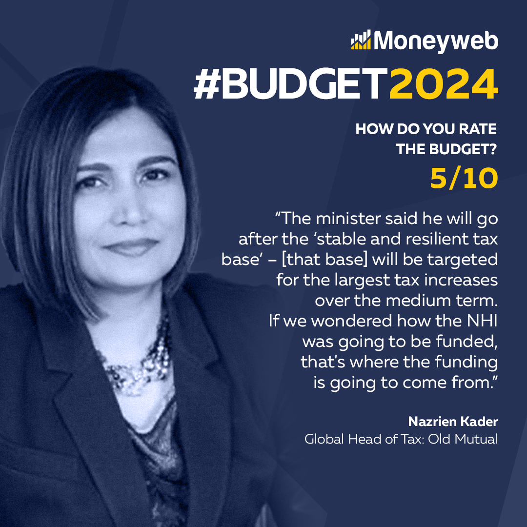 #Budget2024 Insights: Global head of tax at @OldMutualSA - @NazrienKader shares her thoughts on how @TreasuryRSA's #BudgetSpeech2024 went. Visit moneyweb.co.za to listen to her full comment. #Moneyweb #Budget2024Highlights