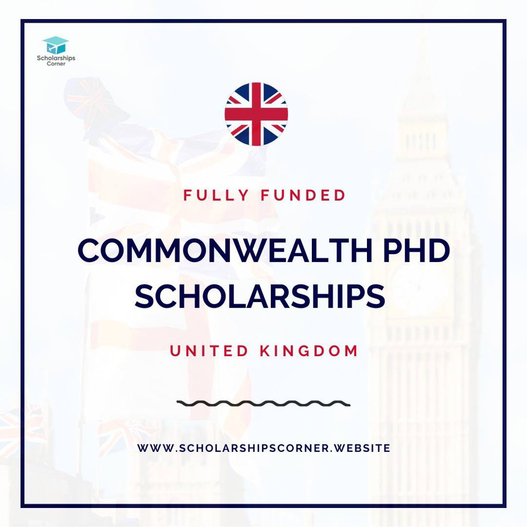 Commonwealth PhD Scholarships in the UK | Fully Funded Link: scholarshipscorner.website/commonwealth-p… 1) Approved airfare 2) Approved tuition fees 3) Stipend 4) Warm clothing allowance 5) Study travel grant 6) Cost of fieldwork 7) Paid mid-term visit (airfare) (8) Family allowances