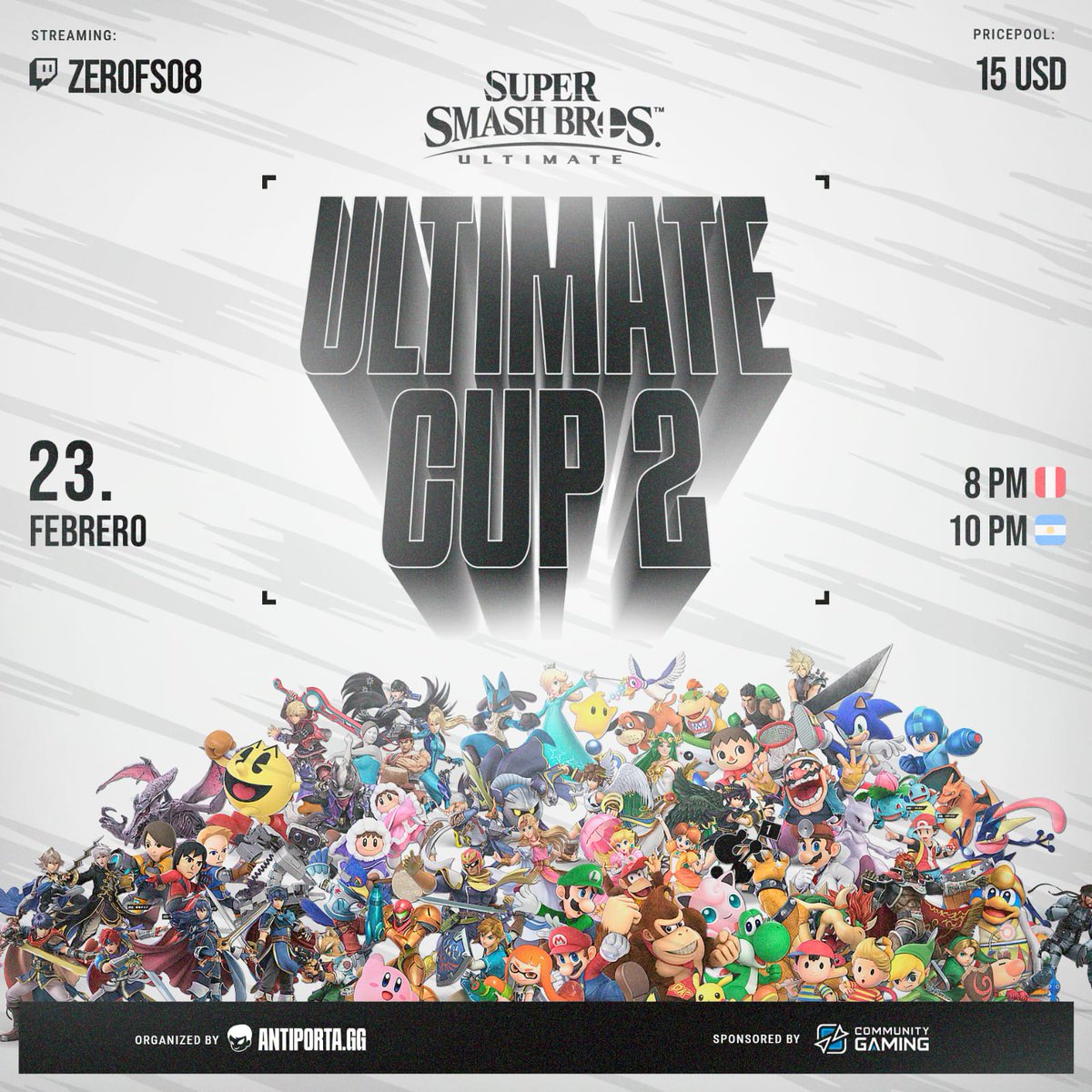 Antiportagg's tweet photo. 📌 #ULTIMATECUP #2

Segunda edición de torneos de SSBU, este viernes 23 de febrero 📅 tenemos la segunda edición del Ultimate Cup🥊, gracias a @cgaming_latam 🔥

Permitidos: Perú🇵🇪, Chile🇨🇱, Argentina🇦🇷 y Bolivia🇧🇴

Premios
🥇 USD $15

👉 Inscripción, link en bio.

#SSBU #torneo https://t.co/y1TLfEPin8
