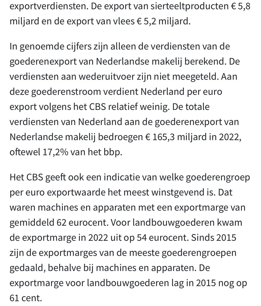 AaltDijkhuizen's tweet photo. De Nederlandse economie verdient als groep het meest aan de export van landbouwproducten, aldus het @statistiekcbs. Maar liefst 44 miljard euro op jaarbasis. Waarvan akte! https://t.co/7S9VYKKdmz