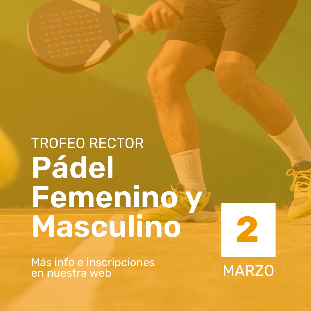 Trofeo Rector Pádel, Fase previa dobles en Femenina y Masculina el 2 de marzo. Inscripción abierta del 27 de enero al 24 de febrero. No inscripciones fuera de página web. Más info e inscripción en: deportes.ulpgc.es/trofeorector/p… 
#serviciodedeportedesulpgc #deporteulpgc #ULPGC