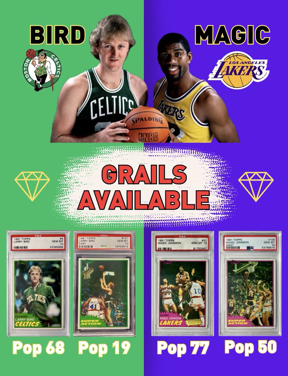 🤩 BIRD &amp; MAGIC GRAIL SALE 🧵

These 4 special Larry Bird &amp; Magic Johnson cards are for sale.

More photos👇

👊 Truly appreciate your RTs, LIKES &amp; REPLIES to boost awareness