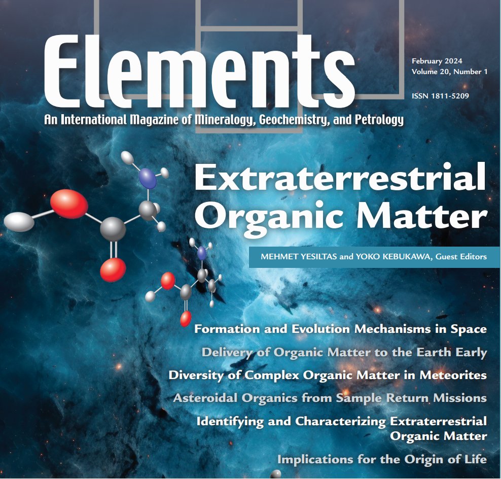 📢New paper📢 Queenie Chan co-wrote a paper with Hideko Nomura and Hikaru Yabuta published in the issue “Extraterrestrial Organic Matter” in @Elements_Mag #Organicmatter in interstellar medium🌌 #meteorites ☄️ Early #Earth 🌏. doi.org/10.2138/gselem…