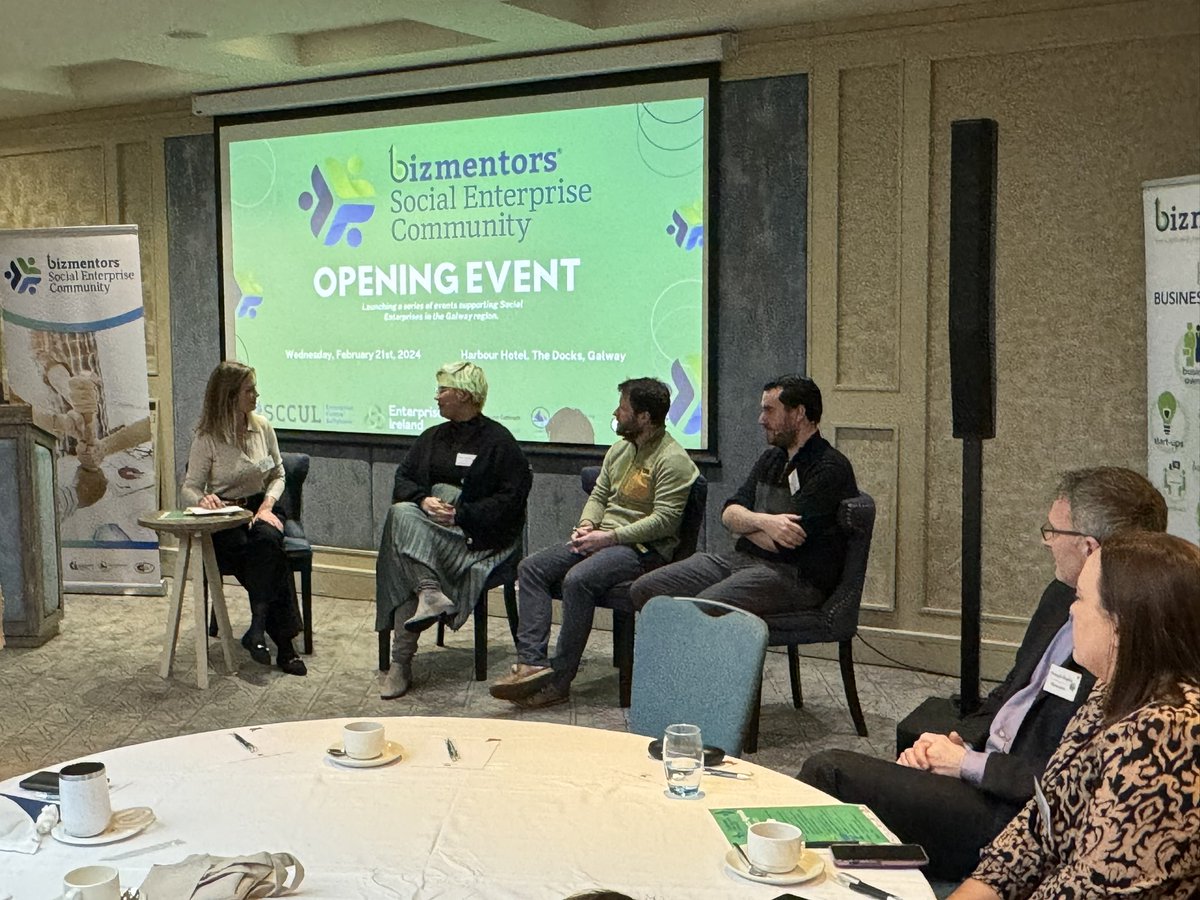 It was great to attend the @bizmentorsie Social Enterprise Community event today in the Harbour Hotel Galway. Superb panel discussion moderated by our colleague @clancy_johanna 

@SCCULEnterprise #SocialImpact