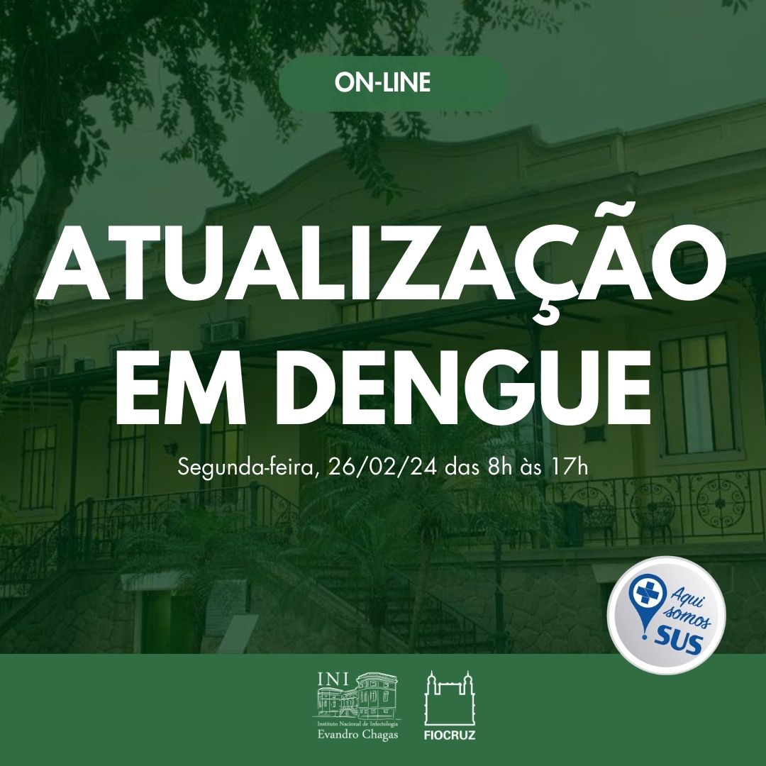 O INI realiza na próxima segunda (26/02) oficina online para atualização em #Dengue. O evento terá transmissão ao vivo pelo perfil oficial do INI no YouTube. 

Veja a programação:
bit.ly/49F8t2Q

#infectologia #fiocruz