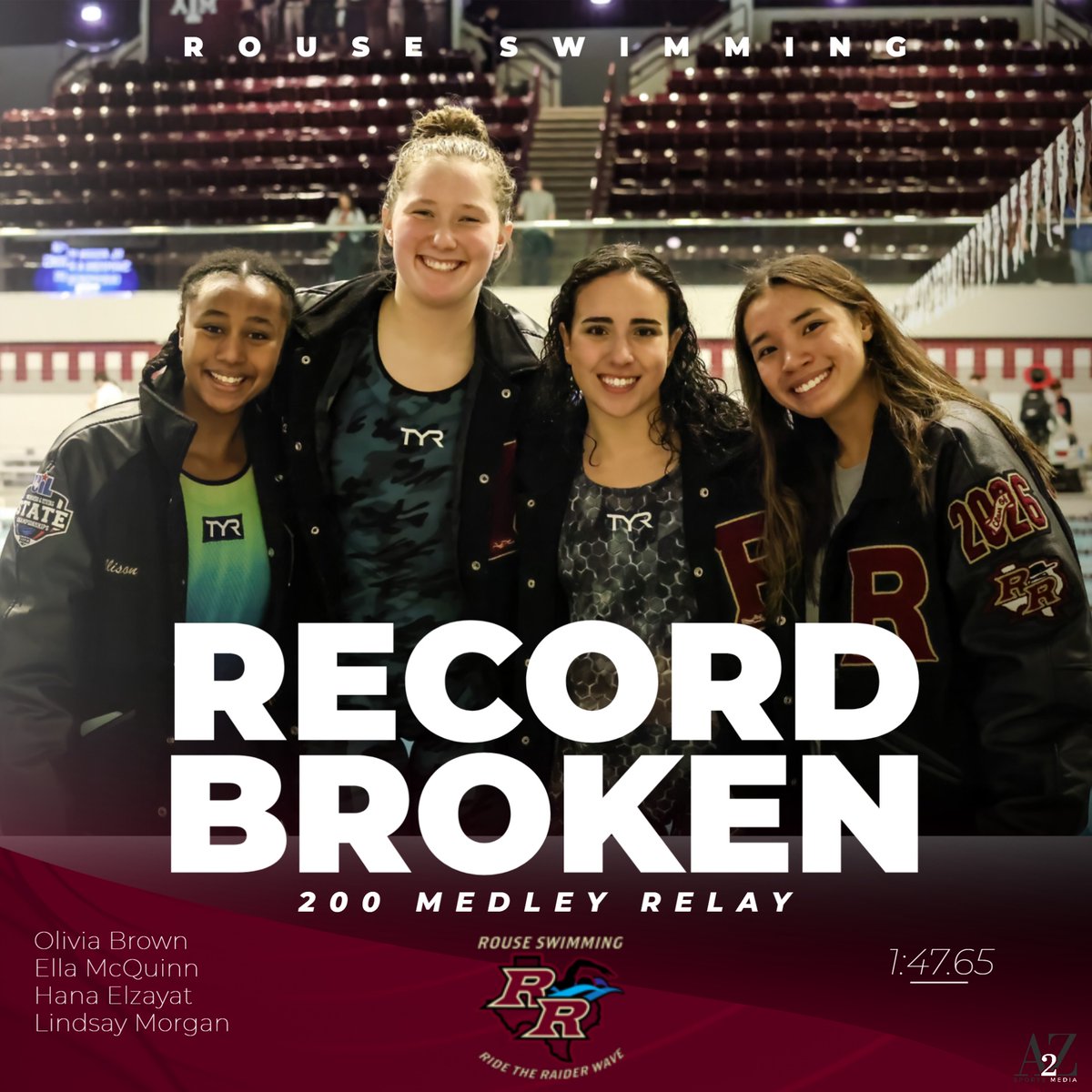 As @rouseswim gear up for the state meet congrats to the new record breakers. <a href="/rouseswimming/">Rouse HS Swim Booster Club</a> <a href="/rouseswimcoach/">Savannah Robinson</a>