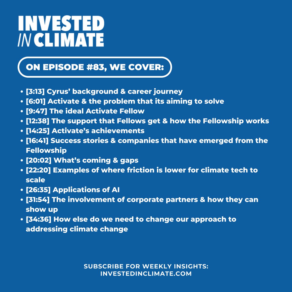 Scientists drive climate progress with innovative tech. <a href="/activatefellows/">Activate</a>' fellowship bridges the lab-to-market gap, empowering scientists to build sustainable businesses. CEO Cyrus Wadia (<a href="/cnwadia/">Cyrus Wadia</a>) discusses impact. 🎧 Ep #83: bit.ly/3uDBCN9