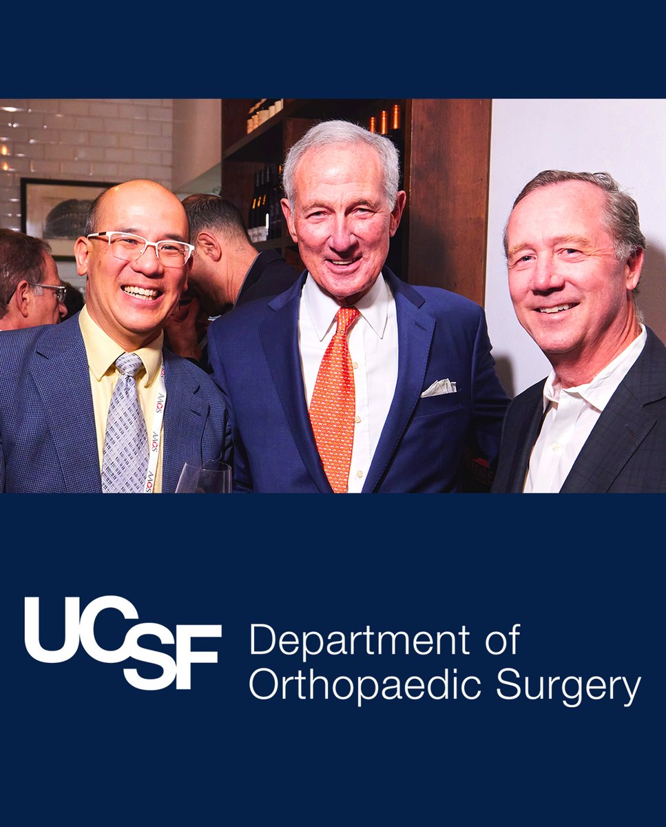 UCSFOrthosurg's tweet photo. Current Department Chair Dr. Ben Ma, alongside past Chairs Dr. David Bradford (1991-2004) and Dr. Tad Vail (2007-2023), met up last week at the AAOS 2024 last week in San Francisco. #UCSFLegacy #UCSFOrtho #AAOS #Orthopedics https://t.co/3BrZQPqudz