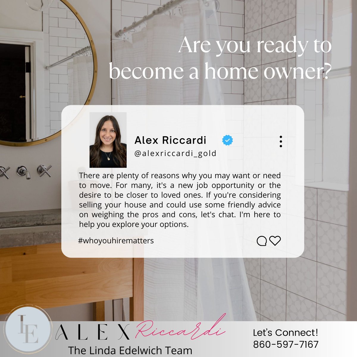 Let’s chat about how you become a homeowner in this market! Email: Alex.riccardi@raveis.com | Phone: 860-597-7167 

#whoyouhirematters #ctrealtor #westhartfordct #realestate #ctrealestate