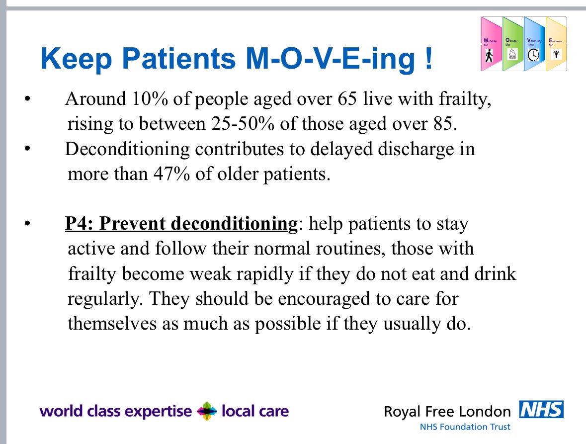 It’s #FrailtyFebruary @RoyalFreeNHS and our fab MAU OT Claudia has been leading 10@10 teaching on the 5Ps of #frailty especially identification #clinicalfrailtyscore and #preventingdeconditioning #MOVE #homefirst @GleenVigilia @stephmurray13 @MyraHer29726761 @ReconGamesUK