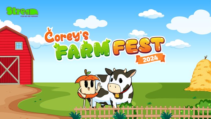STREAM_NKH's tweet photo. March into Corey's Farm Fest, and stream with us to
support @NoKidHungry!
Get ready for some farm-tastic fun, and share your stream throughout March to help end childhood hunger in the US!๐๐พ
Sign up now on @Tiltify โก๏ธ: https://t.co/bC2hCyhJef
#CoreysFarmFest #NoKidHungry https://t.co/f9jQmd1MBs