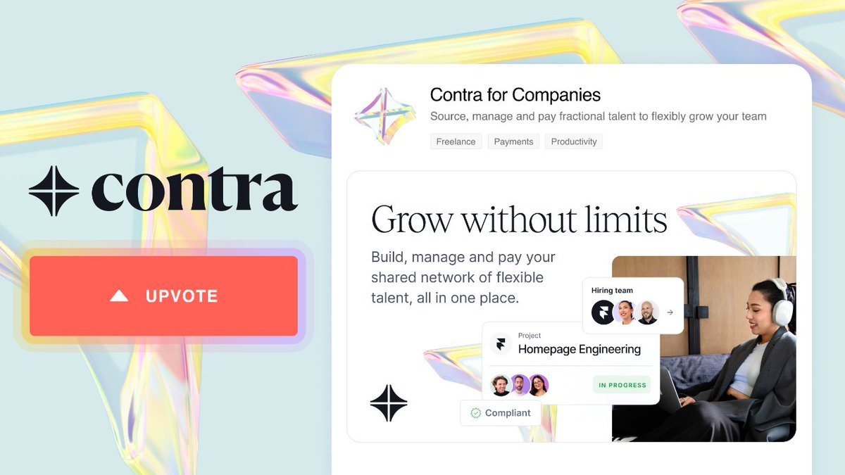 contra's tweet photo. 🚨 The big day is here 🚨

Contra for Companies is NOW LIVE on @ProductHunt ✨
https://t.co/X7vREeYdTc

Check it out and show us some love! https://t.co/90CVbaJXs9