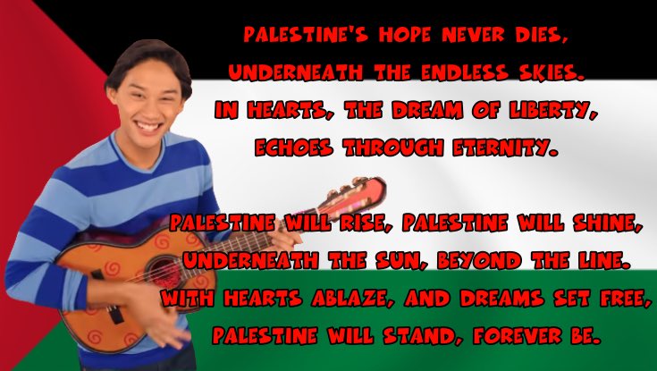 Joshclues's tweet photo. I wrote a little song for Palestine, my hope goes out for their freedom! 

And remember. From the River to the Seas, Palestine will be Free! 🇵🇸🍉 

#FreePalestine🇵🇸 https://t.co/Q2rEDIIJmo