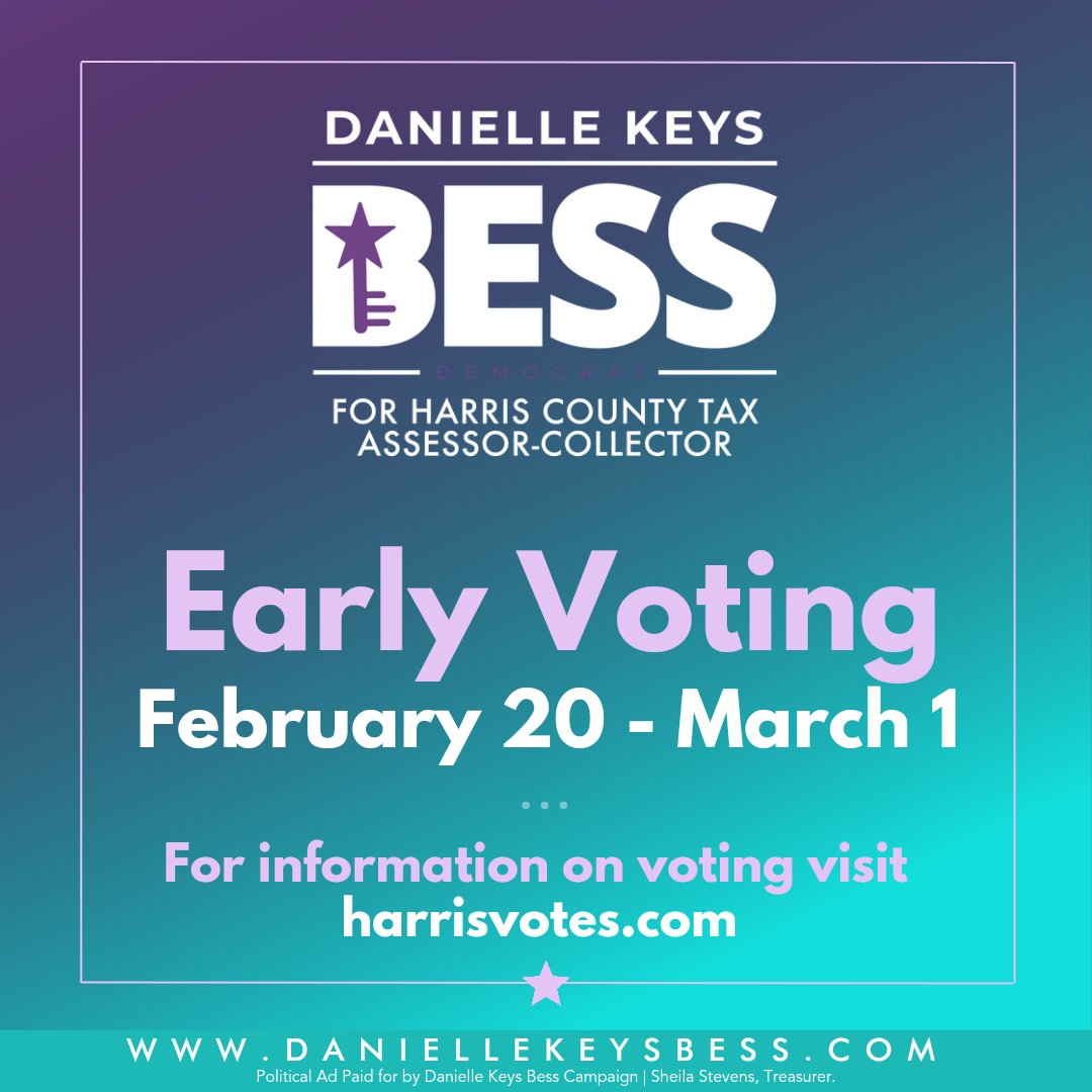 Danielle Keys Bess is standing up &amp; fighting for democratic values! 💜🩵 Registering to vote is the first critical step to participating in our democracy. I hope to earn your support, and most of all...YOUR VOTE! 💜🩵
