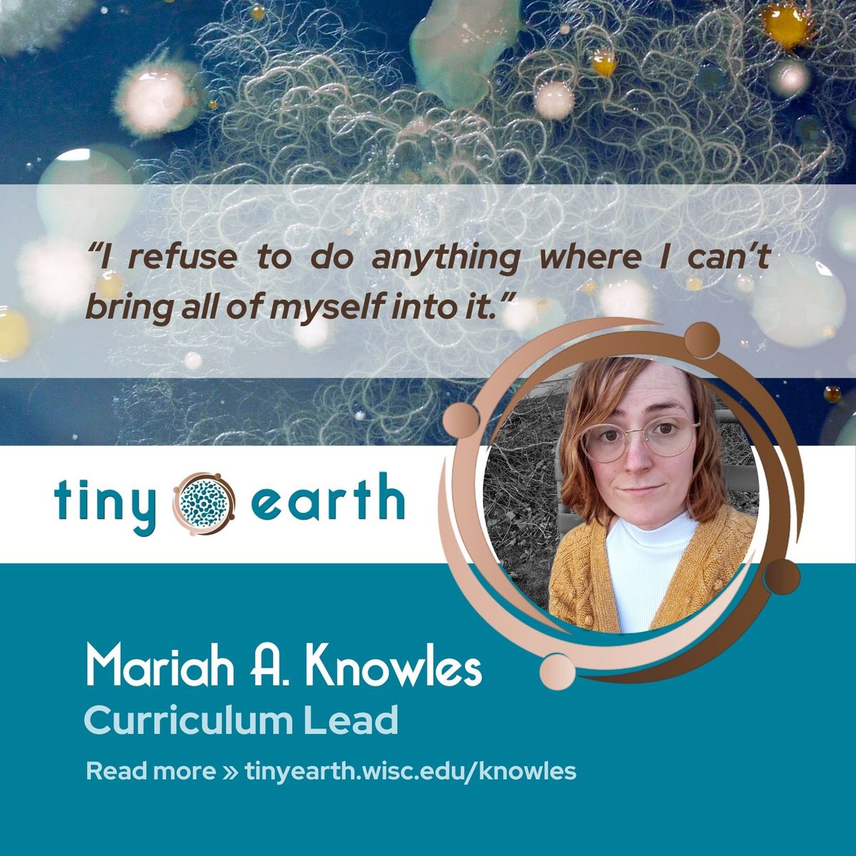 This past January, Mariah A. Knowles joined the TE team as the new Curriculum Lead, transitioning from her former role as a Facilitator at the Wisconsin Institute for Discovery’s Data Science Hub. Welcome to the team, Mariah!

Read more about Mariah at tinyearth.wisc.edu/knowles