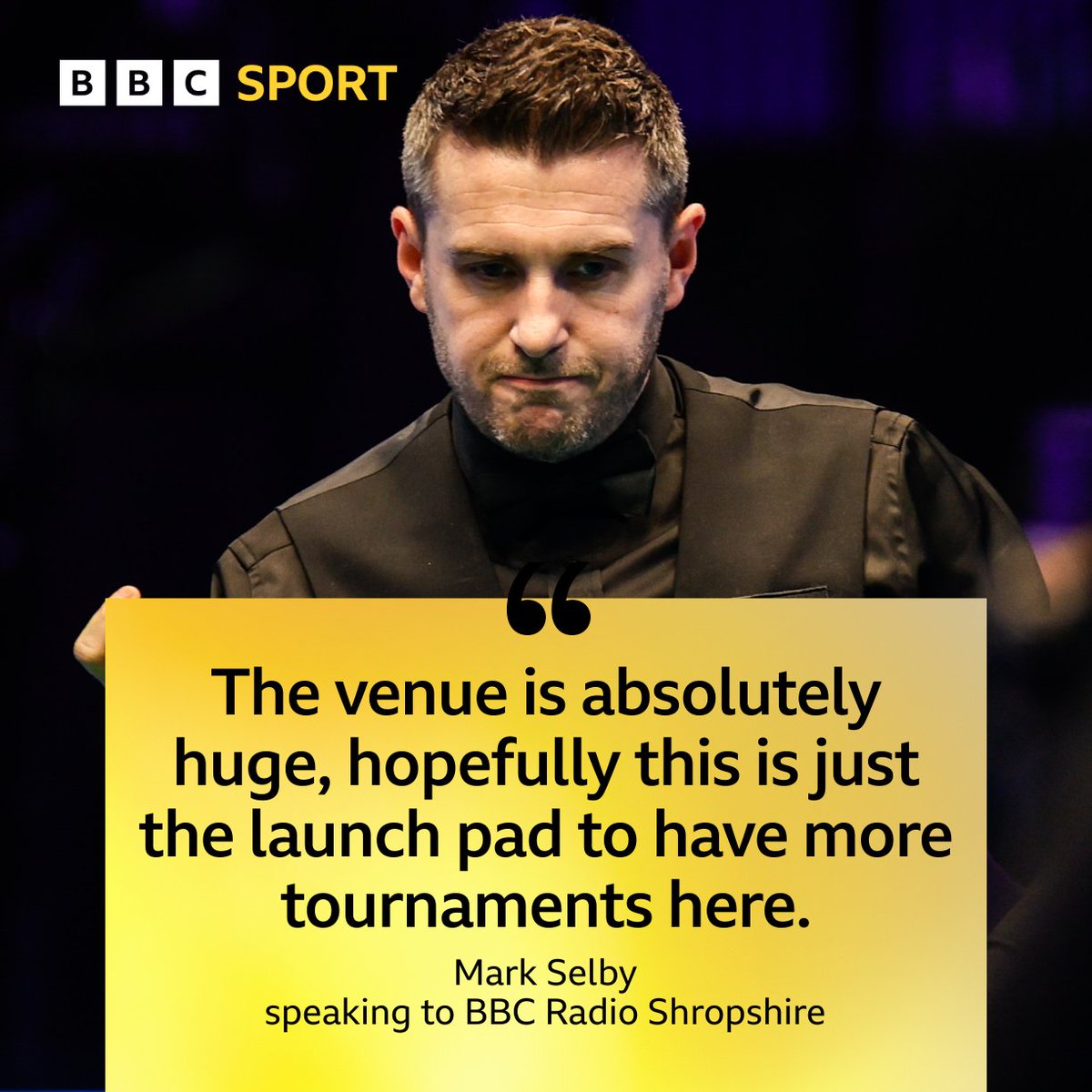 BBC Sport Shropshire (@bbcshropsport) on Twitter photo 🗣️ Happy memories in #Telford for <a href="/markjesterselby/">Mark Selby MBE</a>. "I'm glad its back here" <a href="/TICTelford/">TICTelford</a>.
📢 The full interview inside 'Breakfast' with <a href="/adamgreen30/">Adam Green</a> <a href="/BBCShropshire/">BBC Shropshire</a> tomorrow morning.
🍿 QF: Selby 🆚 <a href="/ronnieo147/">Ronnie O'Sullivan</a> 7pm Thursday.
📻🔗bbc.co.uk/programmes/p0h…
#BBCSnooker | <a href="/WeAreWST/">WST</a> 🗣️ Happy memories in #Telford for <a href="/markjesterselby/">Mark Selby MBE</a>. "I'm glad its back here" <a href="/TICTelford/">TICTelford</a>.
📢 The full interview inside 'Breakfast' with <a href="/adamgreen30/">Adam Green</a> <a href="/BBCShropshire/">BBC Shropshire</a> tomorrow morning.
🍿 QF: Selby 🆚 <a href="/ronnieo147/">Ronnie O'Sullivan</a> 7pm Thursday.
📻🔗bbc.co.uk/programmes/p0h…
#BBCSnooker | <a href="/WeAreWST/">WST</a>