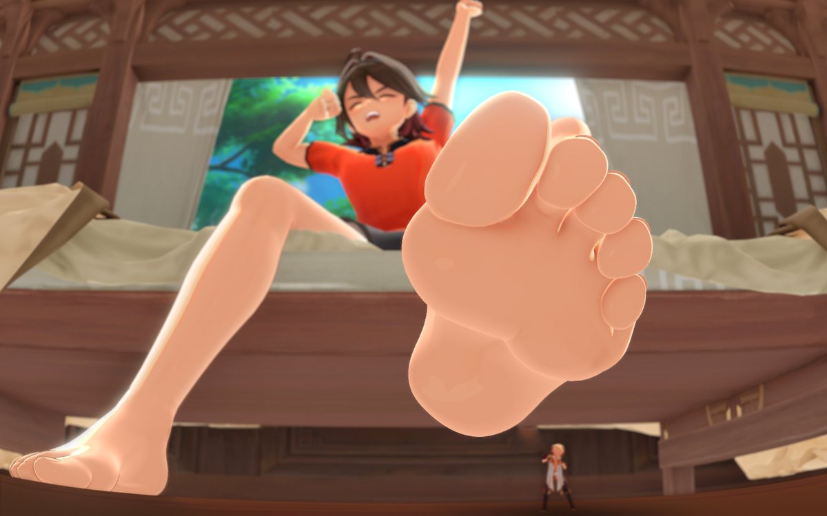 All the people in Liyue had a great time after Gaming's performance at Lantern Rite. He and the Traveler stayed together in a room during that night.
Gaming was so tired and sleepy in the morning to realize what happened to the Traveler.

#GenshinImpact #SizeTwitter #Gaming