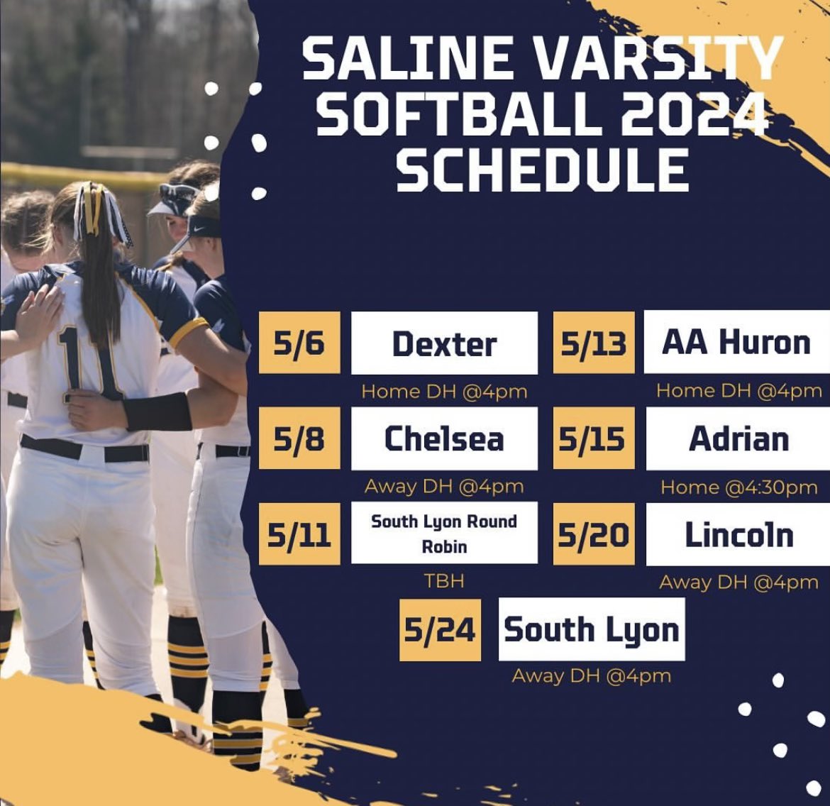 saline_softball's tweet photo. 🚨2024 Saline Varsity Softball Schedule 🚨 #GoHornets https://t.co/UlWPfMNbgI