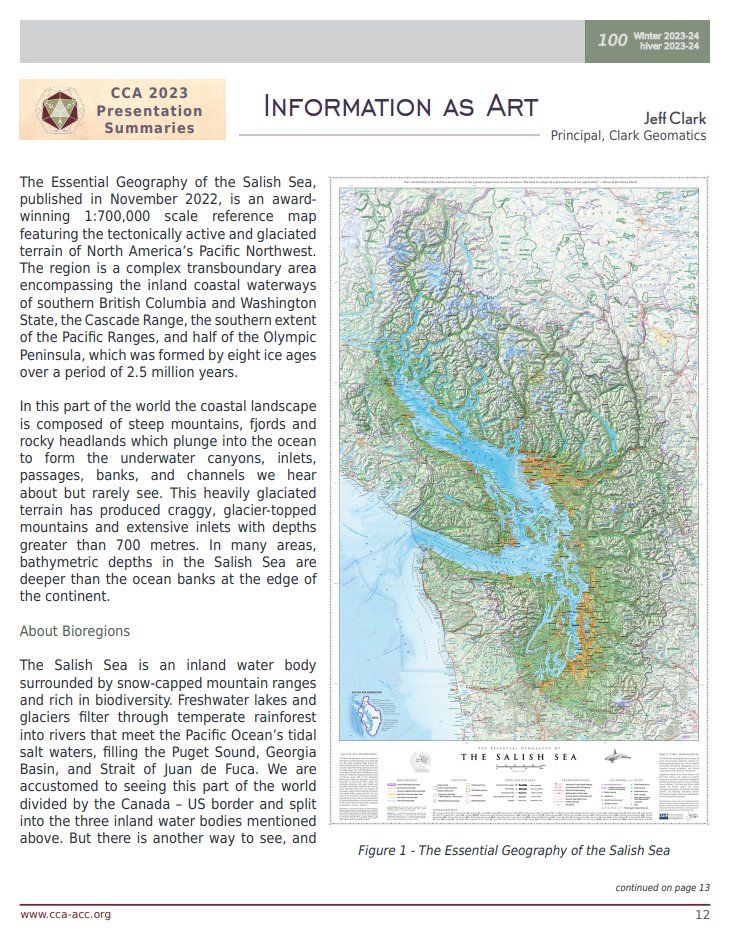 Honored to have an article published about the Essential Geography of the Salish Sea #map in @CdnCarto's 100th Anniversary Edition.